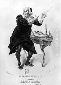 Bartholo, illustration from Act II Scene 11 of 'The Barber of Seville' by Emile Antoine Bayard