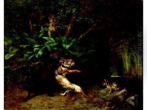 Weasel, Rabbit And Frog by William Holbrook Beard
