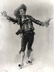 Figaro, illustration from Act I Scene 2 of 'The Barber of Seville' by Emile Antoine Bayard