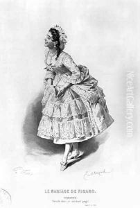 Suzanne, illustration from Act II Scene 17 of 'The Marriage of Figaro' by Emile Antoine Bayard