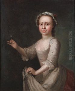 Portrait Of A Young Girl,
Standing Three-quarter-length, In A White Dress, Holding A Flower Portrait Of A Young Girl,
Standing Three-quarter-length, In A White Dress, Holding A Flower