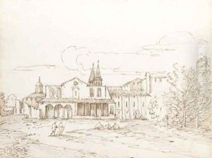 A Roman basilica with a round church beyond, said to be San Giovanni Laterano by Giovanni Battista Busiri