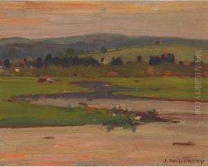 Water And Rolling Hills by John William Beatty