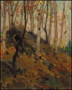 Birches, Canoe Lake, Algonquin Park by John William Beatty