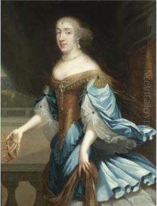 Portrait Of A Lady, Three-quarter Length, Holding A Crown