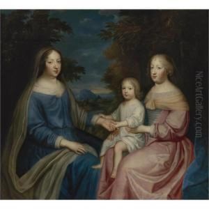 A Portrait Of Anne Of Austria 
With Marie-therese Of Spain Holding Louis, The Grand Dauphin