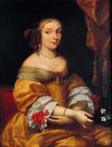 Portrait De Femme Tenant Une Fleur D'oranger