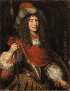 Portrait Of A Nobleman, In Ceremonial Armor, Holding A Spear Andwearing A Feathered Hat