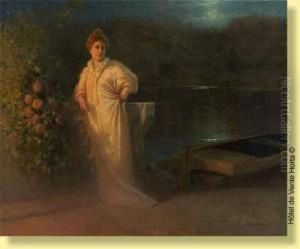 Jeune Femme A L'embarcadere by Jean Beauduin