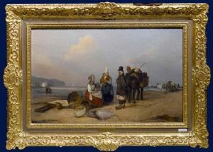 Personen Am Strand. by Joseph Beaume