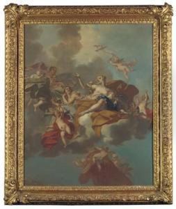 Venus And Cupid Enthroned Among Clouds