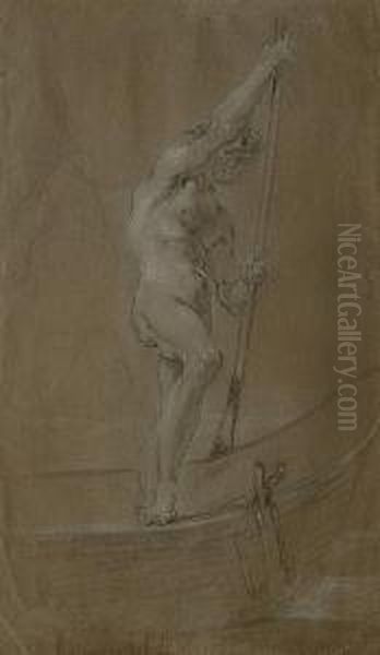 A Standing Male Nude In A Boat (charon?) - view 1