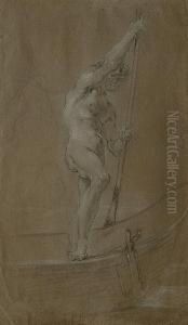 A Standing Male Nude In A Boat (charon?)