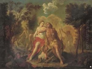 Venus And Adonis by Claudio Francesco Beaumont