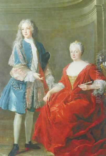 Portrait of a noble lady and young man, Probably the Duchess of Lorraine and her son 1722 - view 1