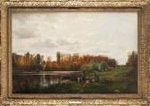 Lavandieres Au Bord Du Lignon by Charles Joseph Beauverie
