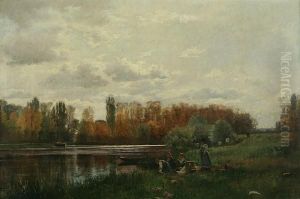 Sur Les Rives Du Lignon by Charles Joseph Beauverie