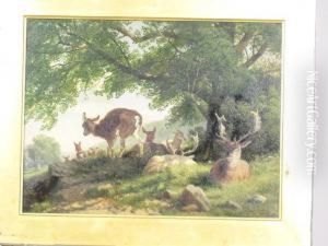 Deer Under Trees by Richard Beavis