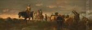 Driving The Cattle,a Civil War Scene With Parliamentary Troops