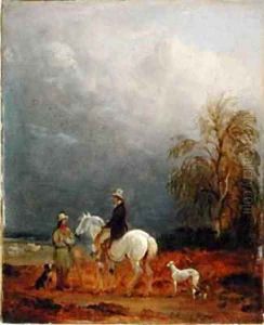 A Traveller and a Shepherd in a Landscape by Edmund Bristow