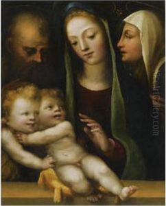 The Holy Family With The Infant Saint John The Baptist And Saint Catherine Of Siena by Domenico Beccafumi