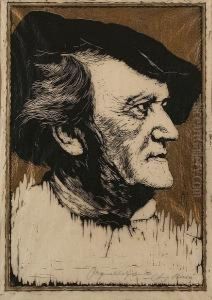 Portrait Of Richard Wagner by Ernst August Becker