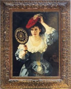 Elegant Lady Gazing Into A Mirror by Carl Ludwig Friedrich Becker