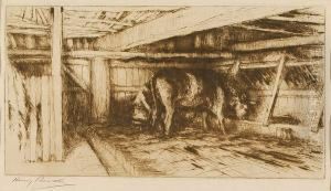 Stable Interior With Cattle Feeding