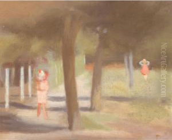 Figures On A Bayside Path - view 1