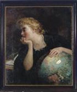 Lady Resting Her Hand On A Globe