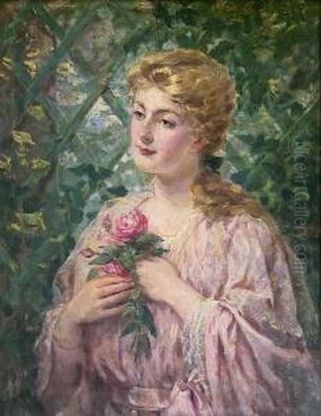 Portrait Of A Woman Holding A Rose - view 1