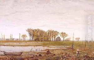 Landscape with Houses and Boat by Ralph Albert Blakelock