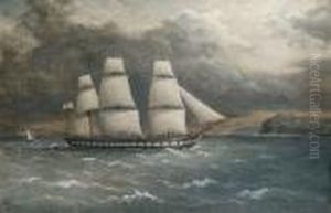 The Steam Frigate H.m.s. 'constance' Off Rame Head Heading Into Plymouth
