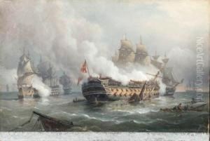 The H.m.s.defence Engaging The San. Ildefonso At The Battle Oftrafalgar