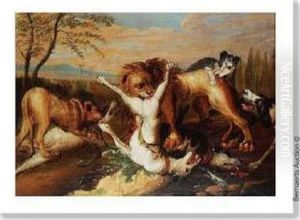 Attribue. Chiens Attaquant Un Lion. Attribue. Chiens Attaquant Un Lion.