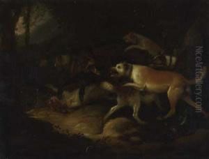 Sieben Jagdhunde Attackieren Einen Keiler by Adriaen Cornelisz. Beeldemaker