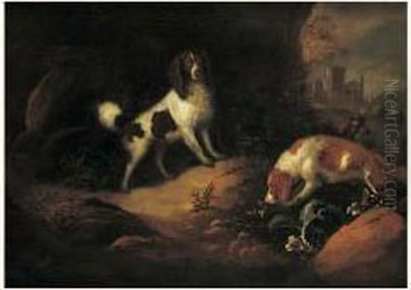Deux Chiens D'arret Dans La Campagne Anglaise - view 1