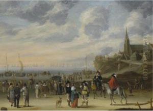A View Of The Beach Of
Scheveningen, Possibly The Intendeddeparture Of King Charles Ii For
England by Cornelis Beelt