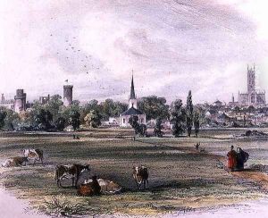 Warwick, from St Nicholas Meadow by John Brandard