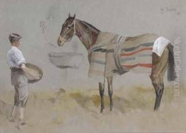 Finish For The Eclipse Stakes, Sandown Park; And A Horse And Groomin A Stable - view 1