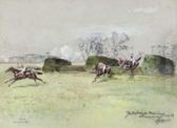 The Prince Of Wales's 
Steeplechase, 2nd Time Round, Sandown Park;and At The Water For The 
Prince Of Wales's Steeplechase, Sandownpark - view 1