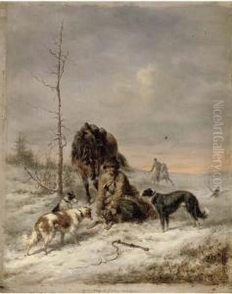 Russian Huntsmen In The Snow - view 1