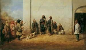 Die Ersten Gefangenen Turkischen Soldaten In Der Kreisstadt Dorogobush, Gouv. Smolensk. by Wilhelm Amandus Beer
