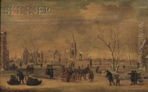 Winter Village With Skaters by Jan Abrahamsz. Beerstraaten