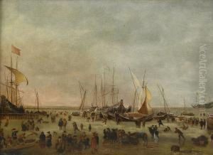 Hamn I Vinterskrud Med Skridskoakare