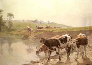 Cattle In A Pasture by Wenceslas Vacslav Brozik