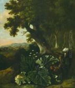 Gegenstucke: Waldlandschaft Mit Ziege Und Distel - Waldlandschaft