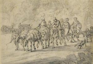 Un Convoi Sur Un Chemin Avec Des Chevaux Et Des Caleches Un Convoi Sur Un Chemin Avec Des Chevaux Et Des Caleches