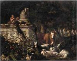 A Wooded Landscape With Piping Shepherds And Their Flocks by Abraham Jansz Begeyn