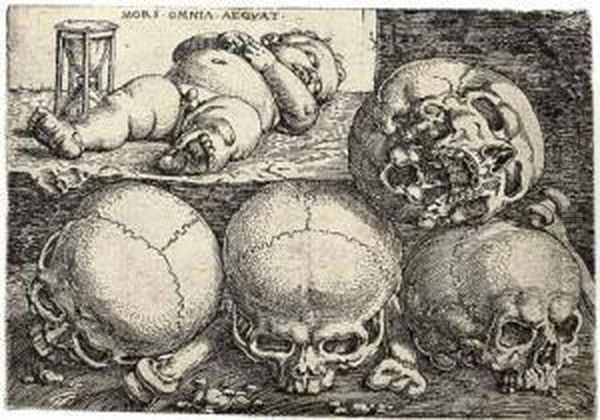 Sleeping Child With Four Skulls - view 1